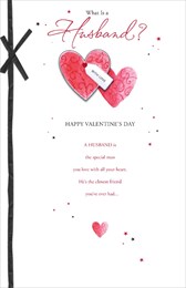 Husband Two Hearts Valentine Day Card 10x7