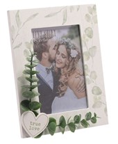 Love Story 'True Love' White Frame with Leaves 4" x 6"