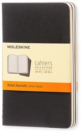 Moleskine Cahier Pocket Journal Set 3 Black Ruled 3 Pack