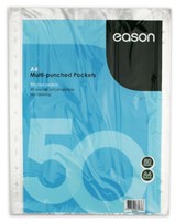 EASON A4 50 PUNCHED POCKETS 40 MICRON CLEAR TOP OPENING