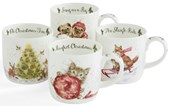Wrendale Christmas Cat Tree Mug 11 oz Gift Boxed - Set of 4