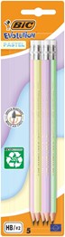 BIC Evolution Pastel Pencil with Eraser Pack of 5