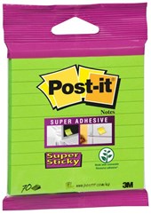 Post-it Super Sticky Notes x L-LL, Lined-Neon Green 101 x 10