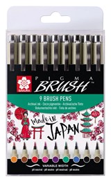 Sakura Pigma Brush Pens Set 9 Colours