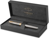 Parker Sonnet Stainless Steel Fountain Pen Medium Nib Gold Trim