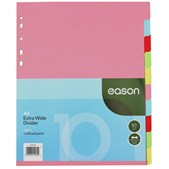 Eason 10 Part Extra Wide Divider A4 Cardboard Pastel