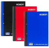 Eason A4 160page Spiral Notebook 60gsm ( - Pack of 3 Black/Blue/Red)
