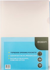 Eason 10 Pack Top & Side Opening Folders 200micron (Assorted Colour)