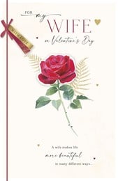 Valentine's Day Card for Wife - Red Rose 11x7