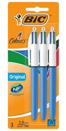 BIC 4 Colour Pen Original Pack of 3