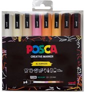 Posca Pc-5M Medium Bullet Tip Wallet of 8 Neutrals