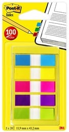 Post-it® Index Flags small 683-5CBEU, 5 x 20 flags in sleeve dispenser