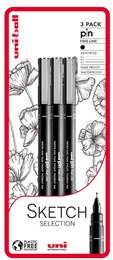 Uni-ball Pin Sketch Selection Pack of 3 Black