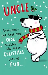 Uncle Cool Polar Bear Design Single Christmas Card