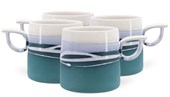 PAUL MALONEY POTTERY TEAL MUGS 4 Pack