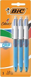 BIC 4 Colour Grip Pen 3 Pack