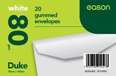 Eason 20 Pack Duke White Gummed Envelopes
