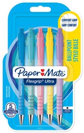 Papermate Flexgrip Ballpoint Pastel Pens Pack of 5  - Black Ink