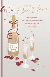 Valentine's Day Card for One I love - Luxe Champagne Flutes 10x7