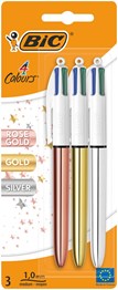 BIC 4 Colour Mixed Metallic Blister 3 pack