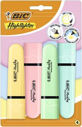 BIC Flat Highlighter Pastel Pack of 4