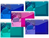 Snopake Foolscap Polyfile Trio Popper Wallet with Index Tabs (Pack of 5) Electra Assorted