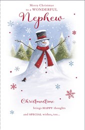 Christmas Card Nephew 9x6 - Classic Snowman