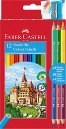 Faber Castell 12 Full Length Redline Eco Col Pencils + 3 Bi-Colour Free