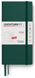 Leuchtturm 2026 Forest Green Weekly Planner & Notebook Dotted Wallet A6