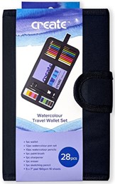 Create Watercolour Travel Set with Storage Folio - 28 Piece